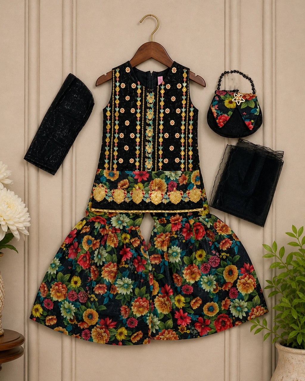 Black Multi Sharara