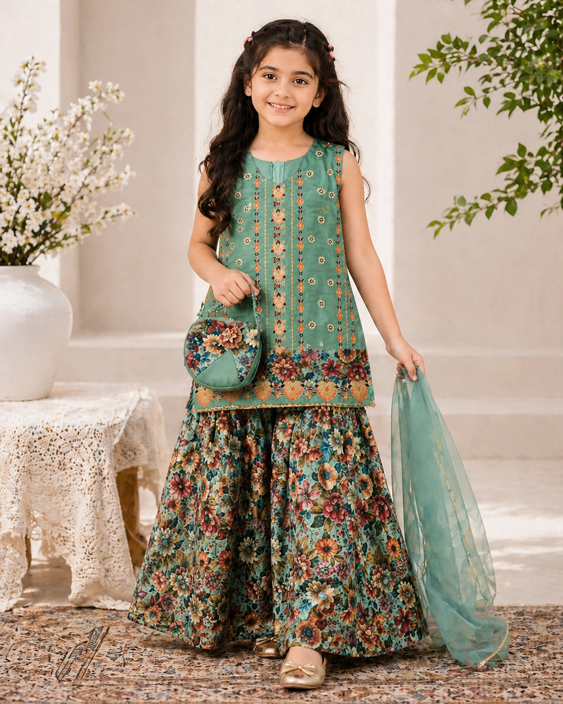 Green Multi Sharara