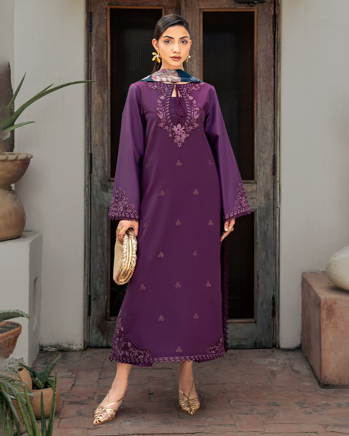 3 Piece Unstitched Embroidered Dhanak Full Procedure