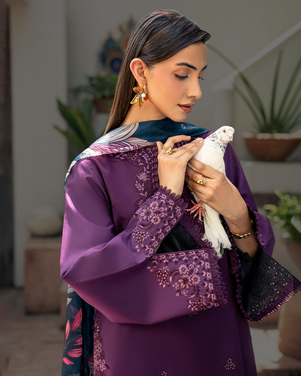 3 Piece Unstitched Embroidered Dhanak Full Procedure