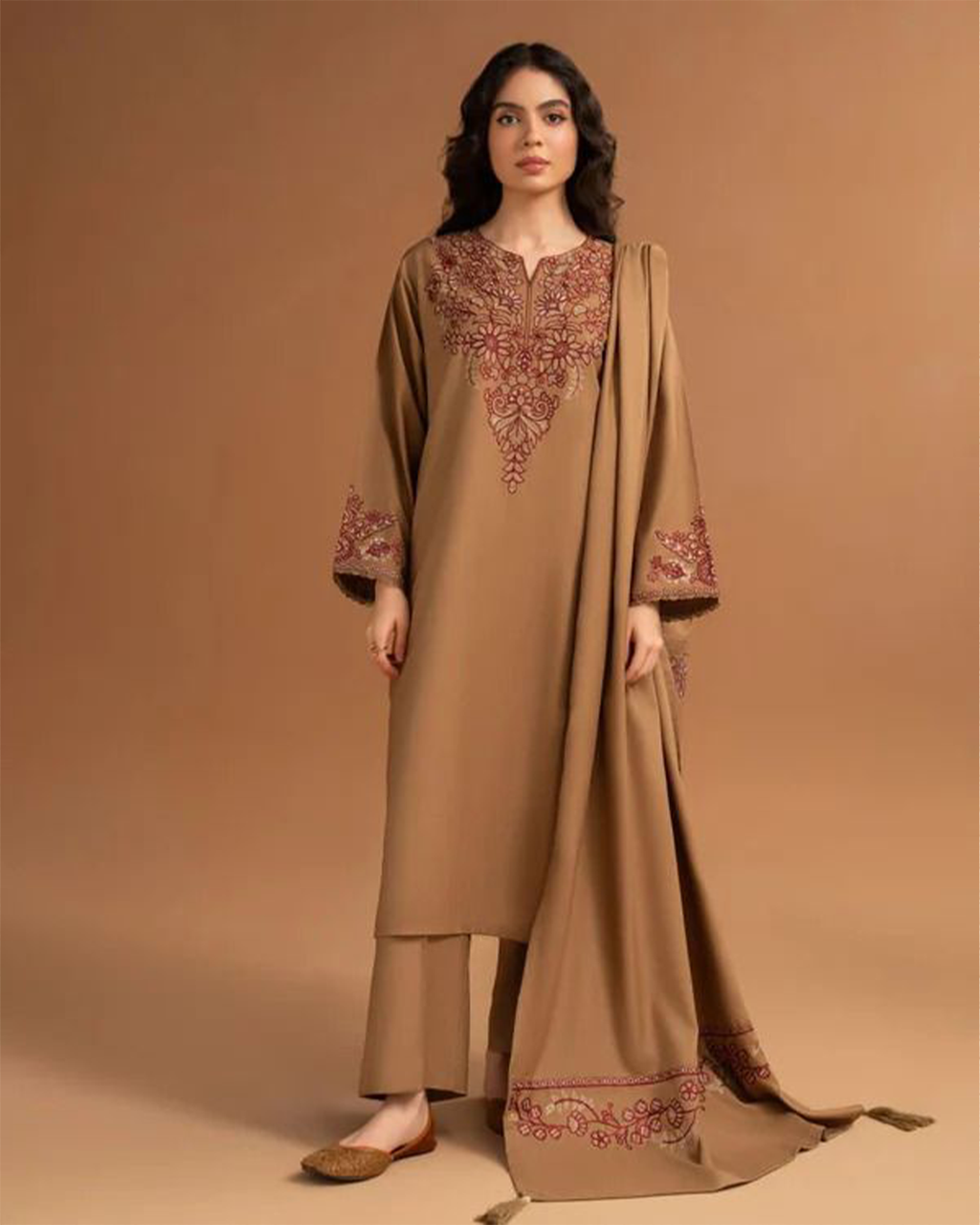 3 Piece Embroidered Dhanak Full Procedure Winter Collection