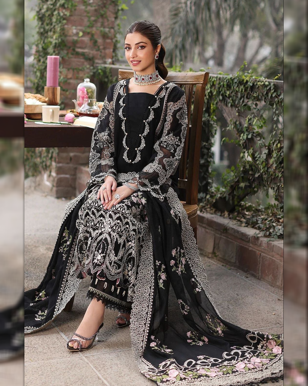Embroidered 3 Piece Winter Dhanak Black Best Collection