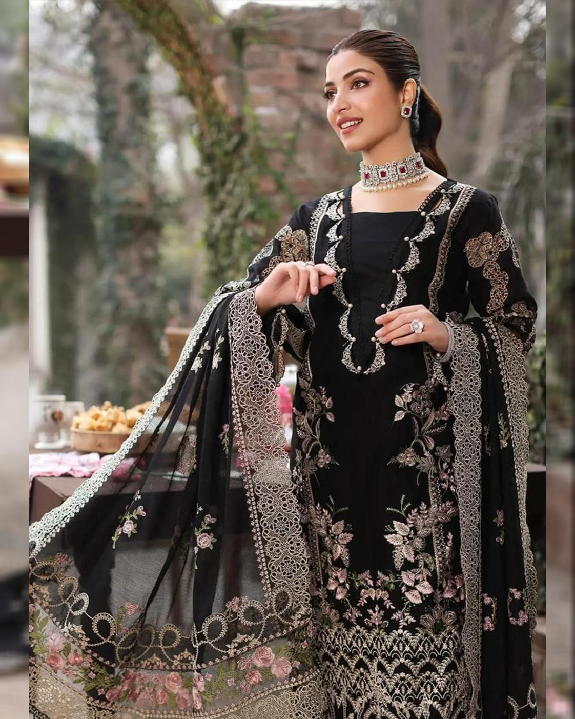 Embroidered 3 Piece Winter Dhanak Black Best Collection