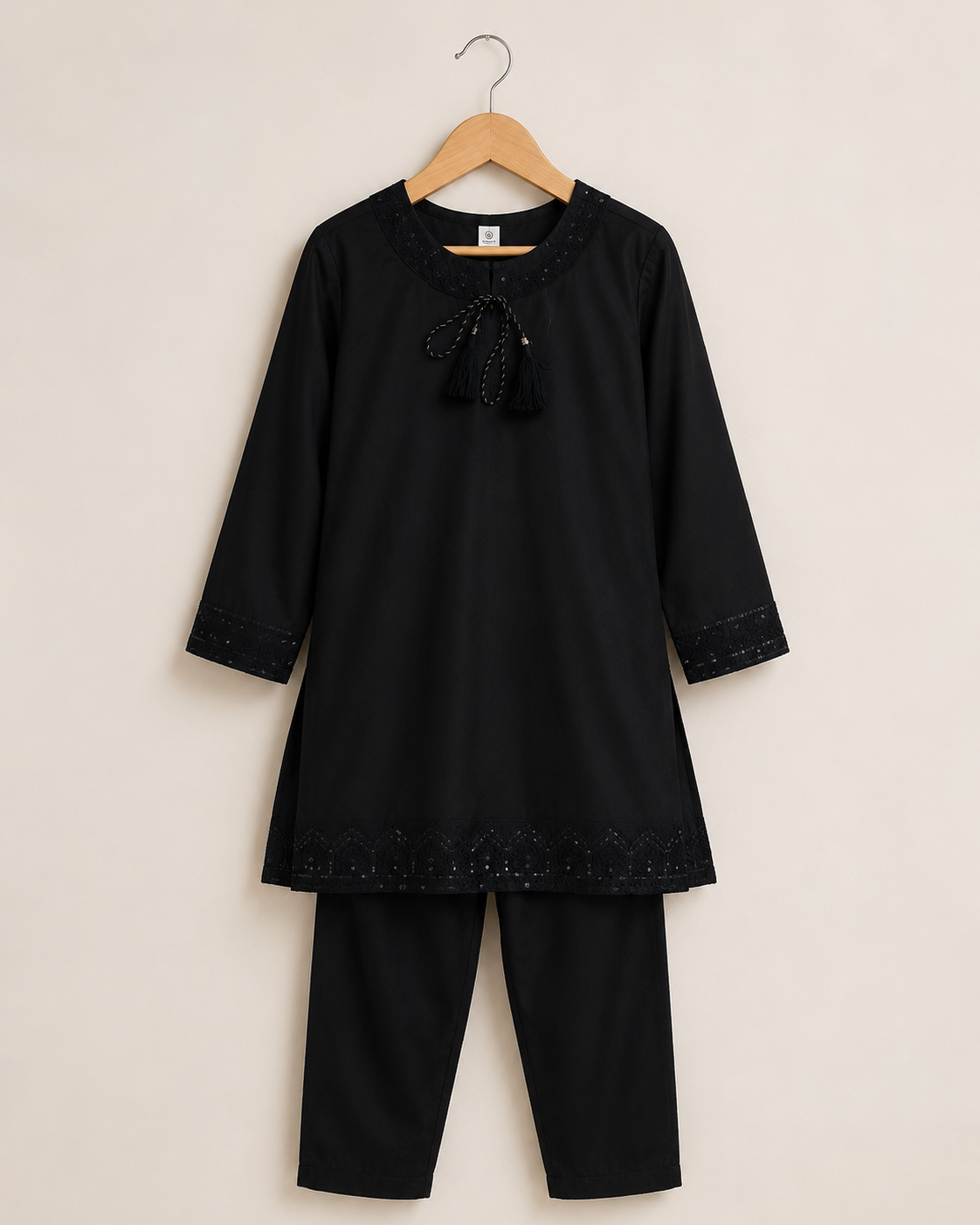Black Embroidered A line Lawn Frock