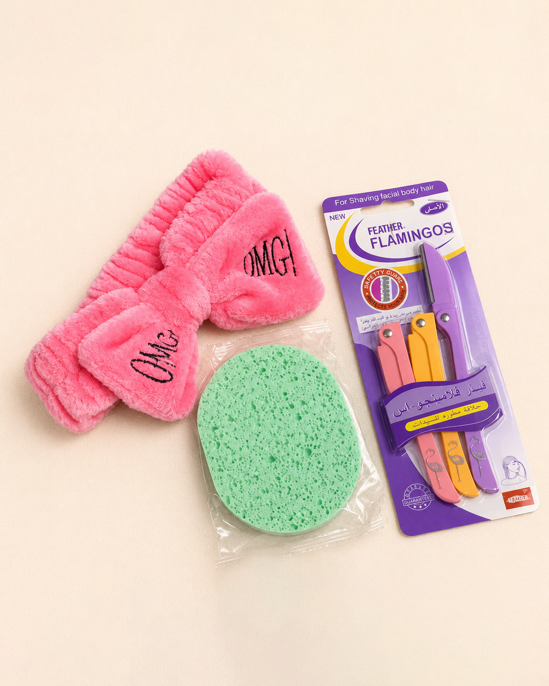 Facial Hair Removal & Headband Sponge Razors